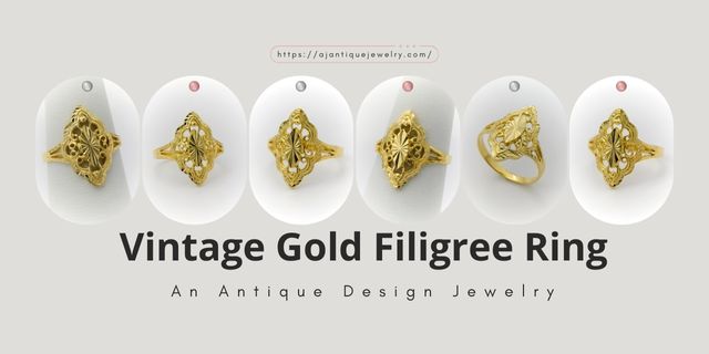 Vintage gold filigree ring collage