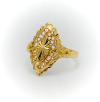 Thumbnail for Real Gold Almond Shape Filigree Ring 5