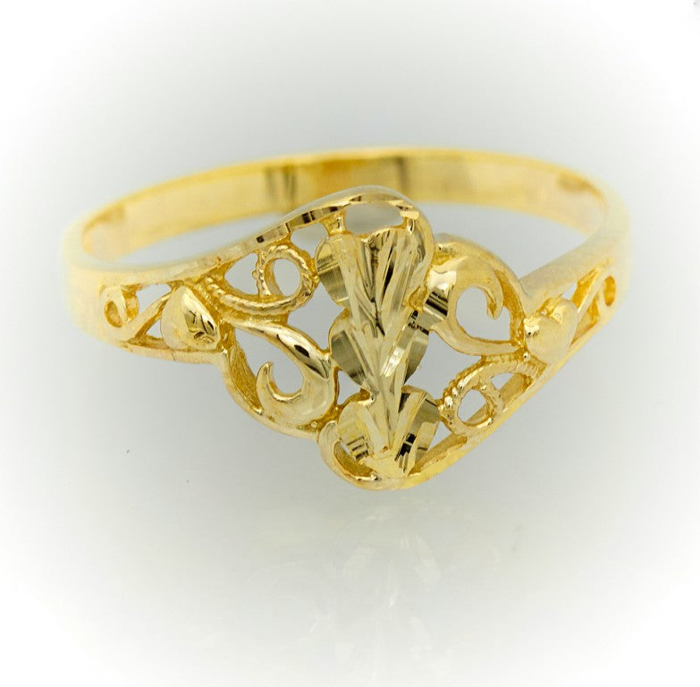 Anillo de hoja de oro para mujer o niña.