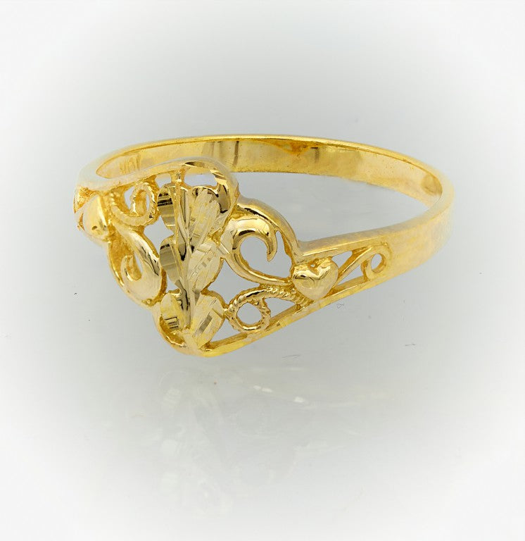 Anillo de hoja de oro para mujer o niña.