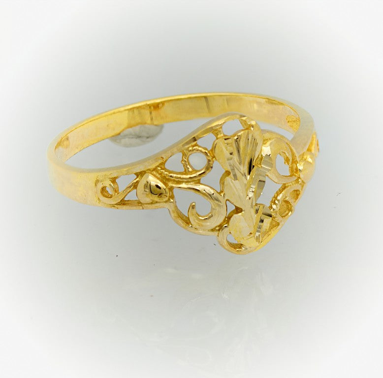 Anillo de hoja de oro para mujer o niña.