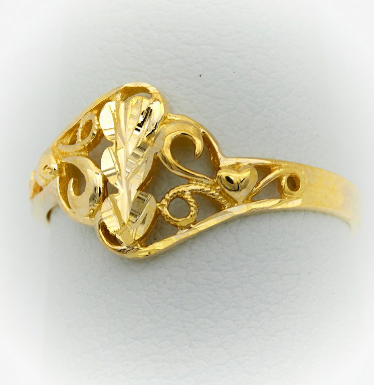 Anillo de hoja de oro para mujer o niña.