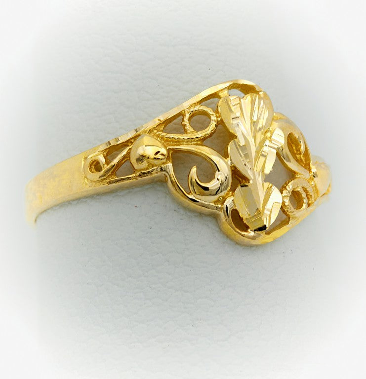 Anillo de hoja de oro para mujer o niña.