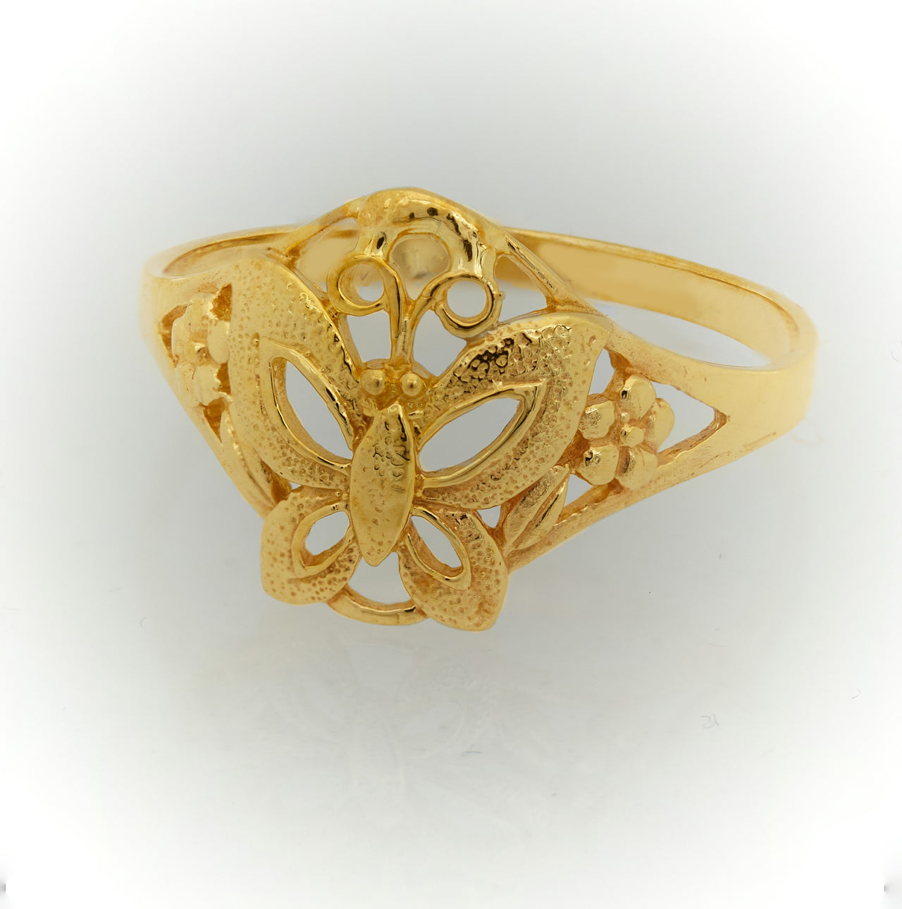 Butterfly Ring on Flowers | 10k Gold or 14k Gold Ring 3