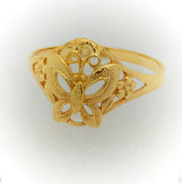 Thumbnail for Butterfly Ring on Flowers | 10k Gold or 14k Gold Ring 3