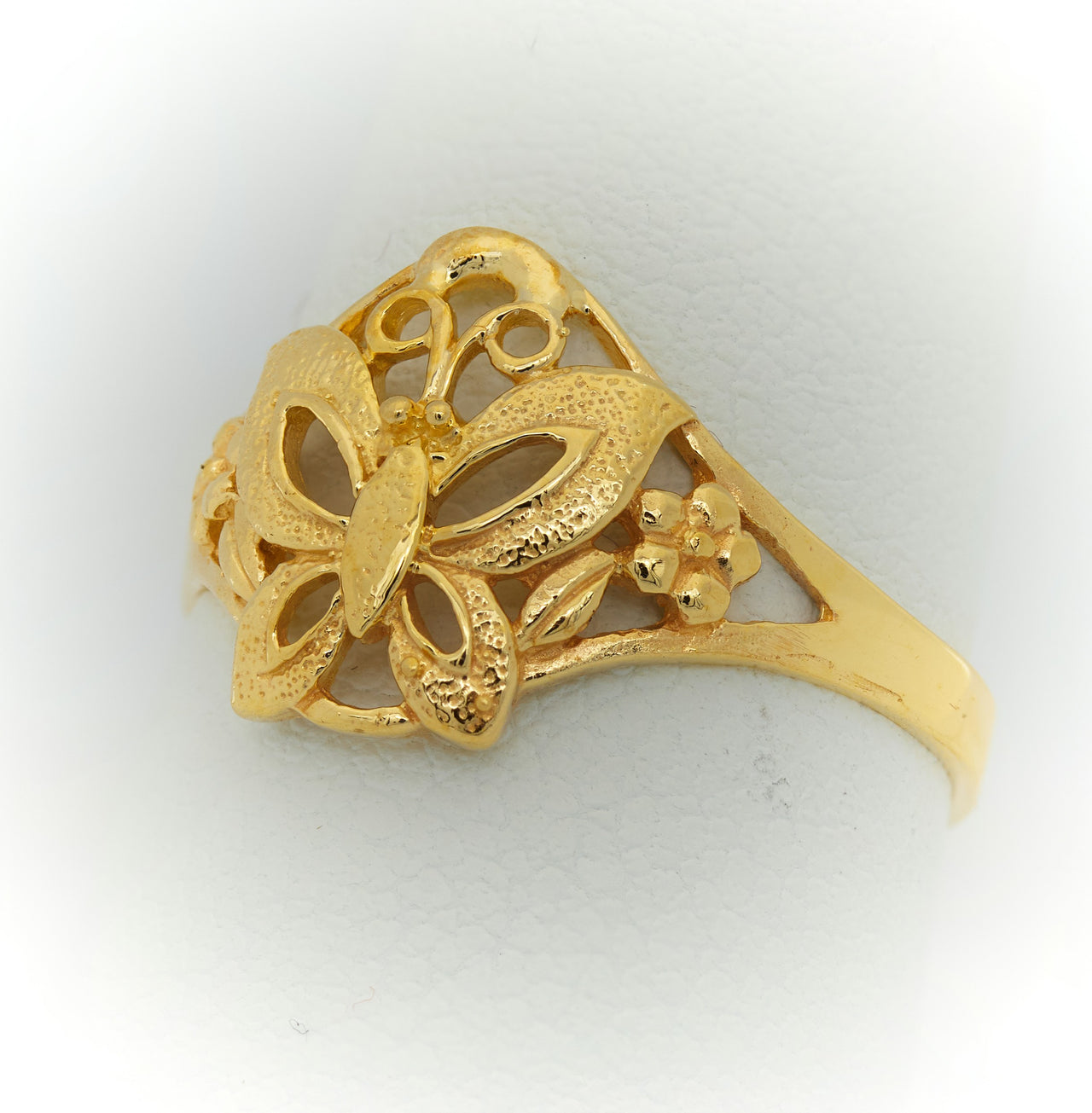 Butterfly Ring on Flowers | 10k Gold or 14k Gold Ring 4