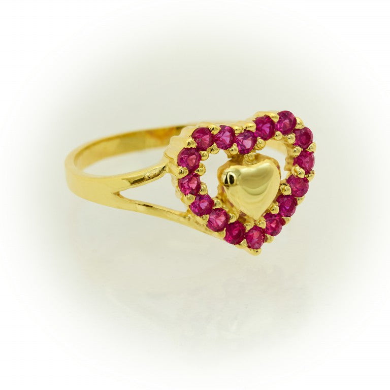 Double Heart Ring with Stones 4