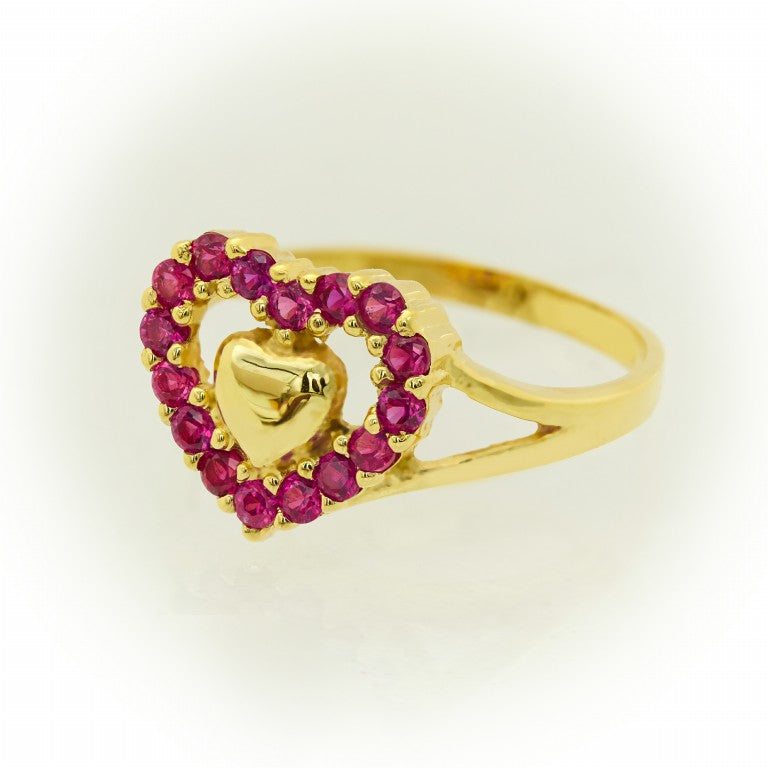 Double Heart Ring with Stones 5