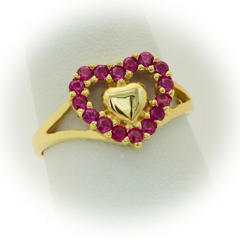 Double Heart Ring with Stones