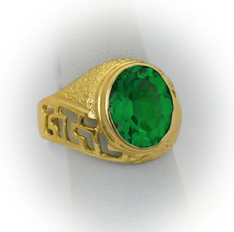 Green Stone gold ring for men