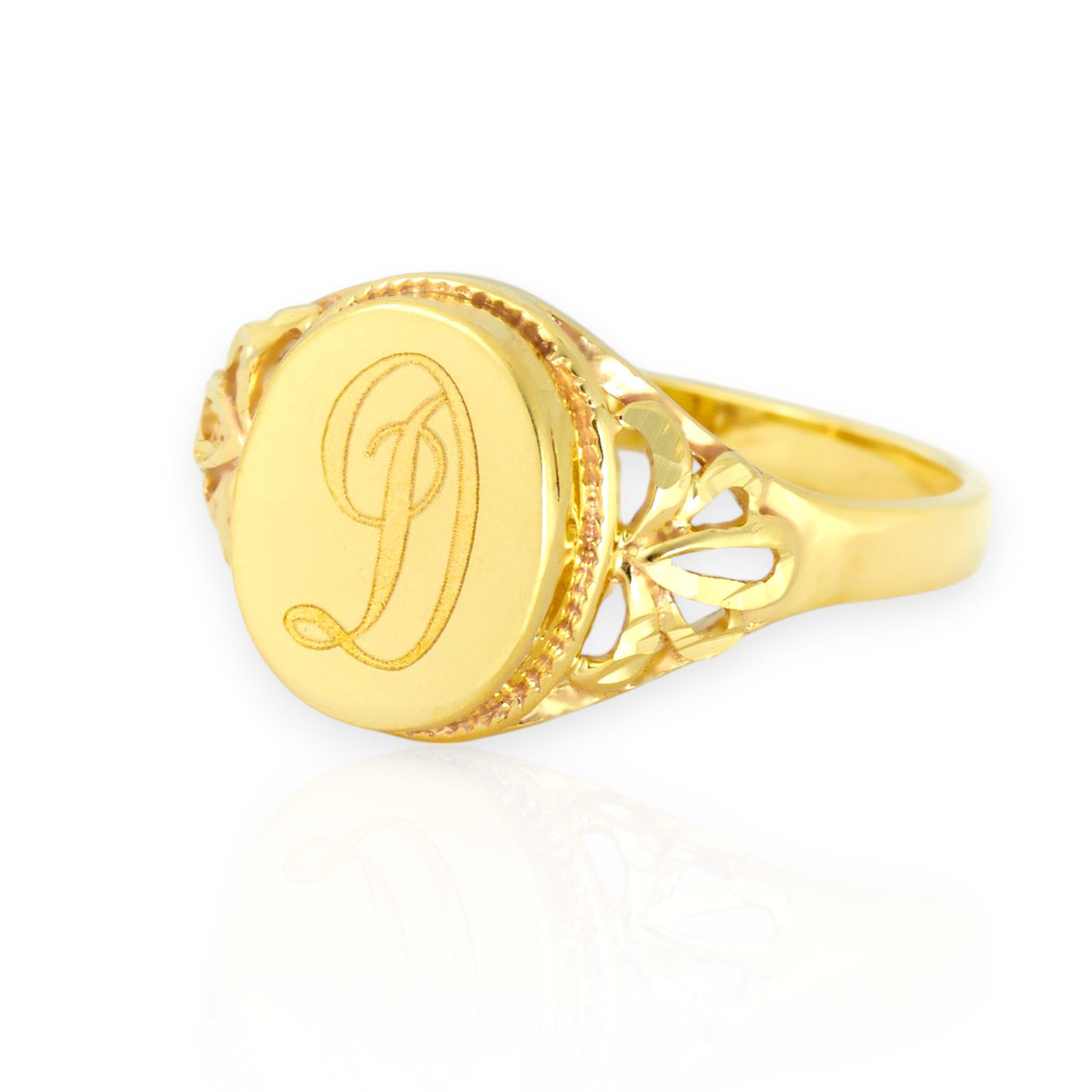 Initial signet ring gold