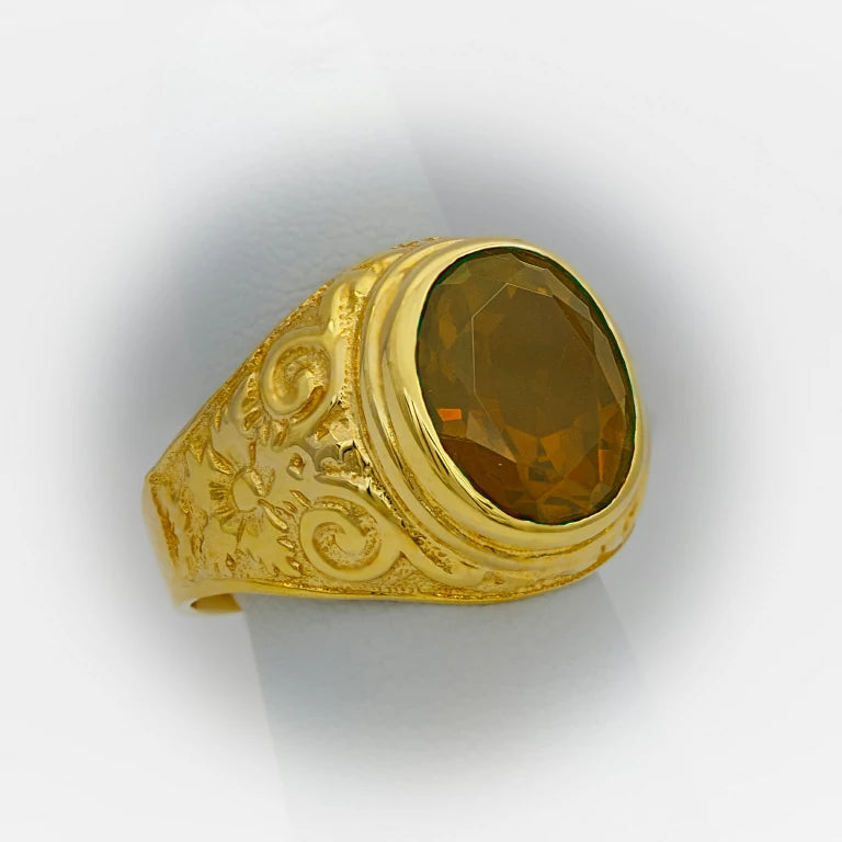 Champagne Stone Mens Ring