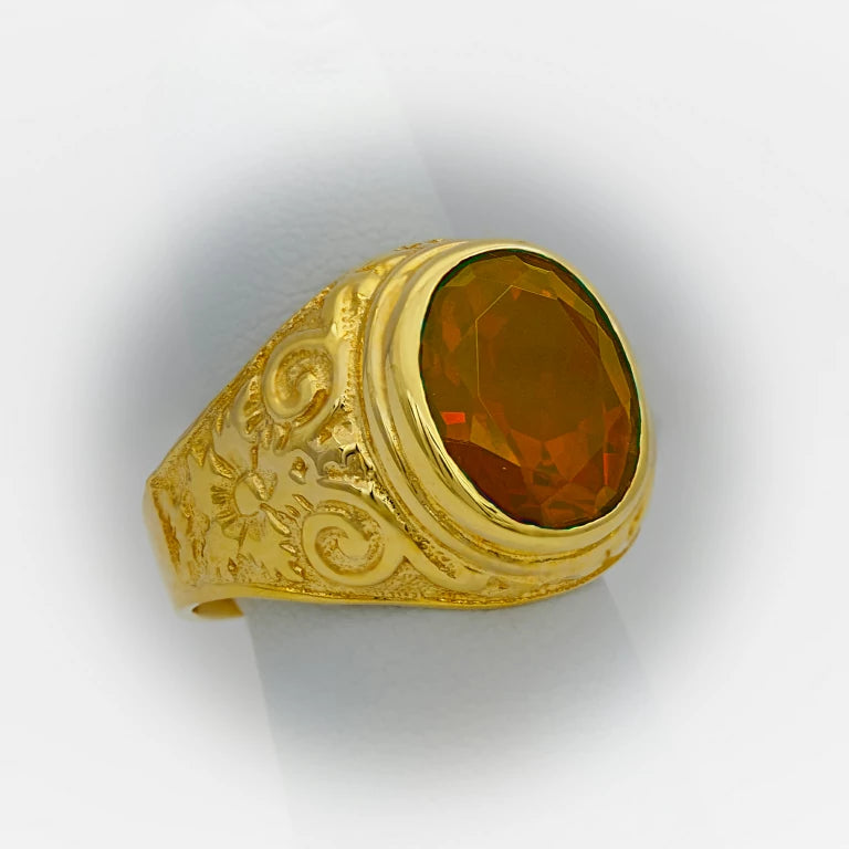 Orange Stone Mens Ring