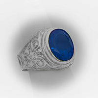 Thumbnail for Shop Silver Ring for Men | 14x12mm Oval Stone Sterling Silver Men's Ring