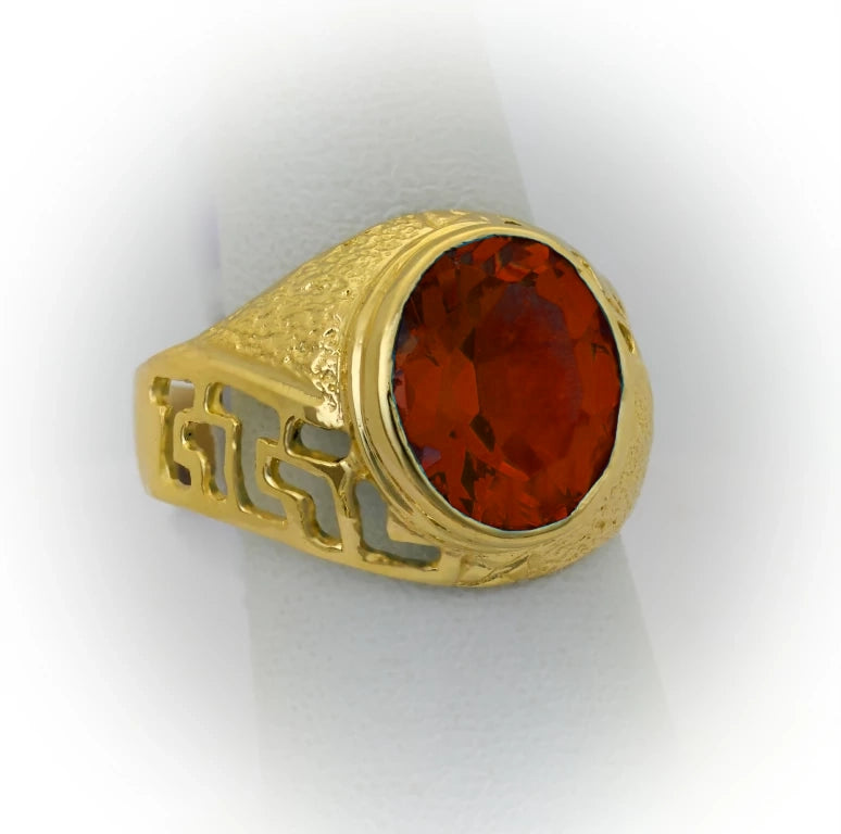 Red stone gold ring for men