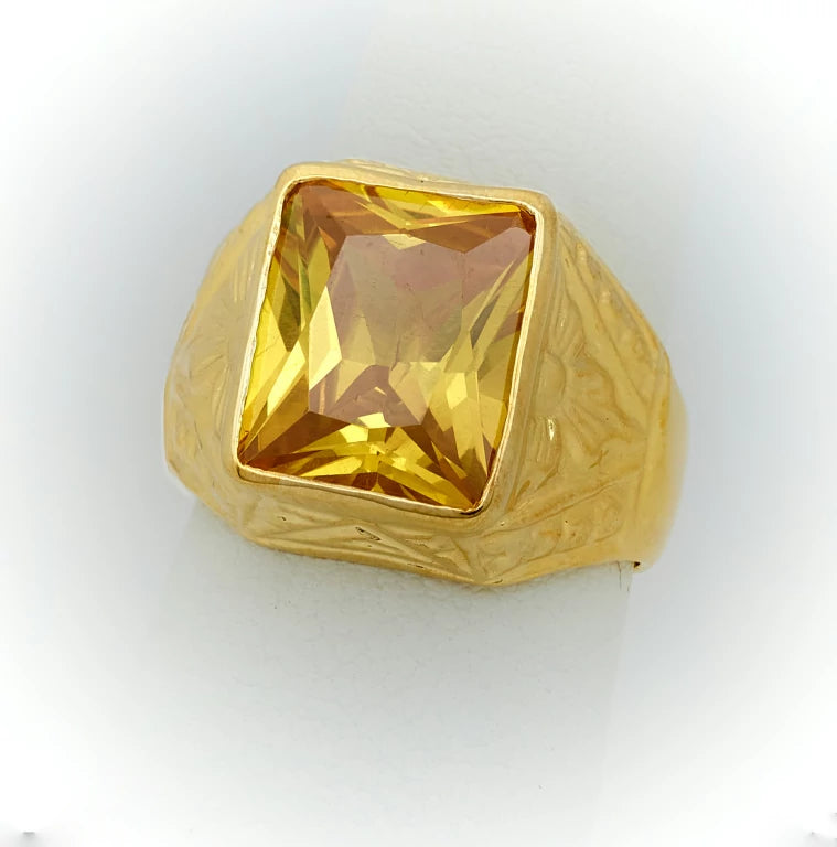 Yellow Gold emerald Ring Mens