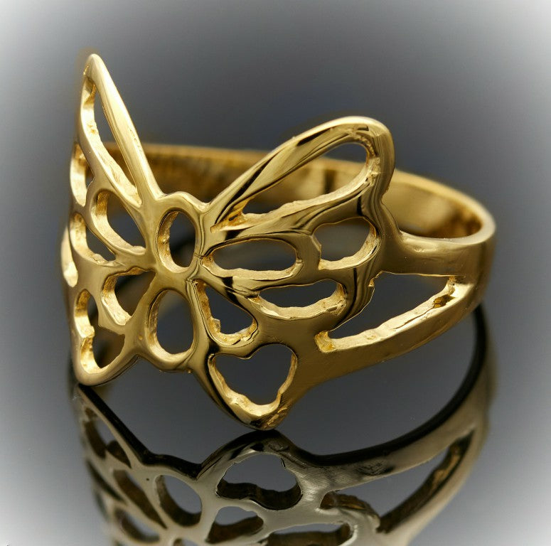 Butterfly Gold Ring big spaces openwork