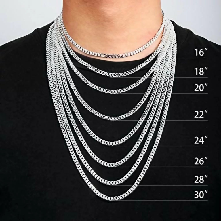 Buy 999 Pure Silver Cuban Link Chain |  Men's Sterling Silver Chain