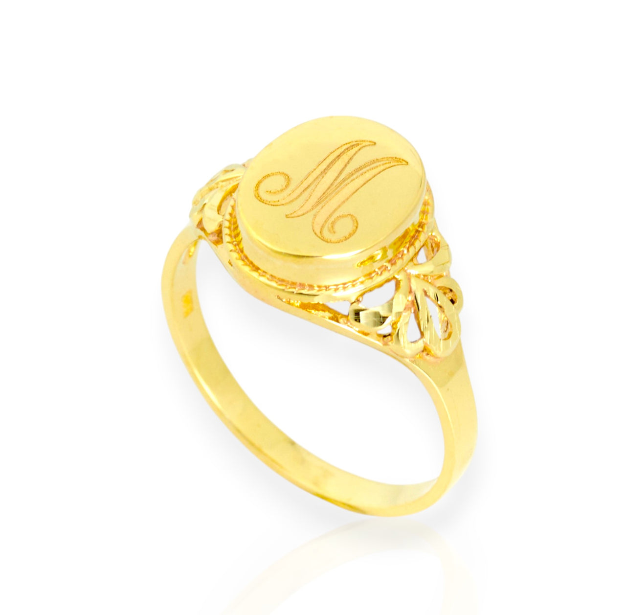 Gold initial ring for women