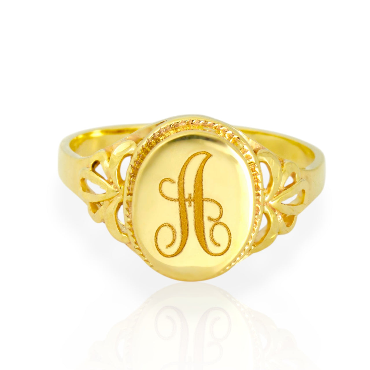 Personalized initial gold ring leter