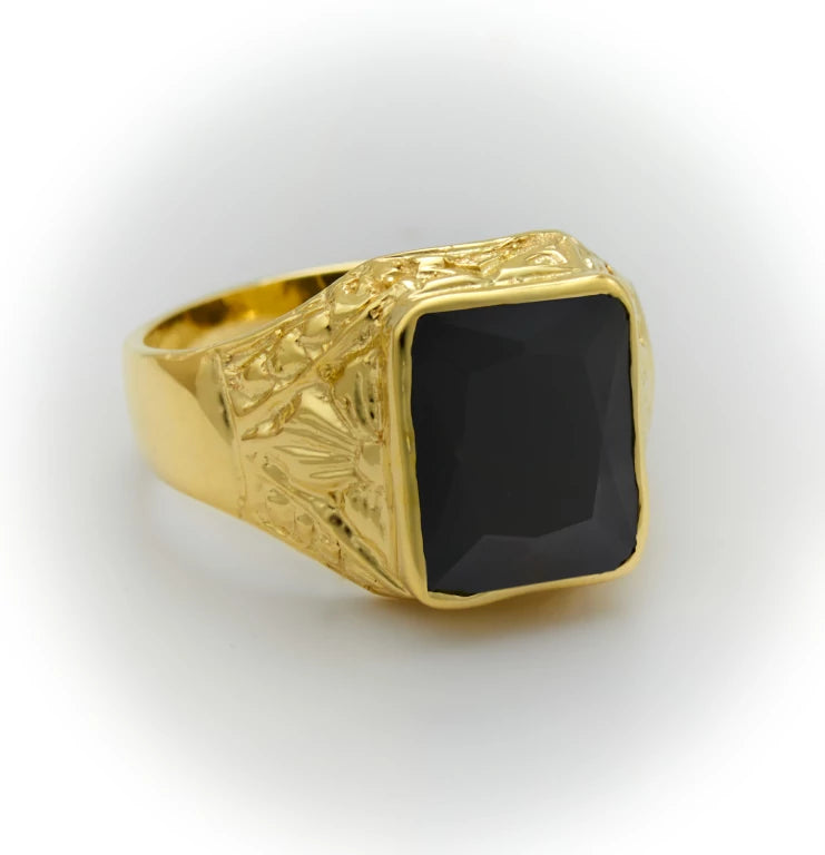 Black Stone Ring Mens