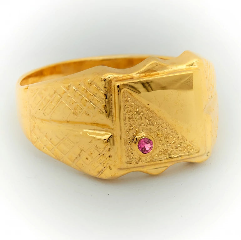 Mens gold signet ring square