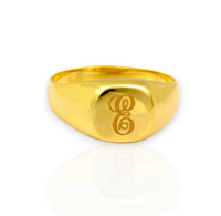 yellow gold signet ring—solid 10K/14K engraved initial ring.