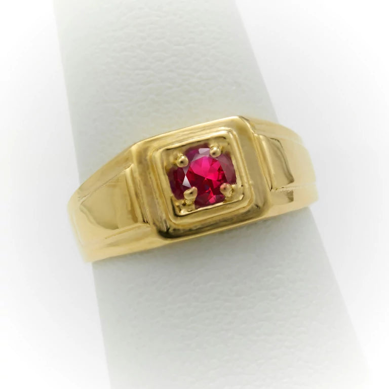 simple gold ring red stone