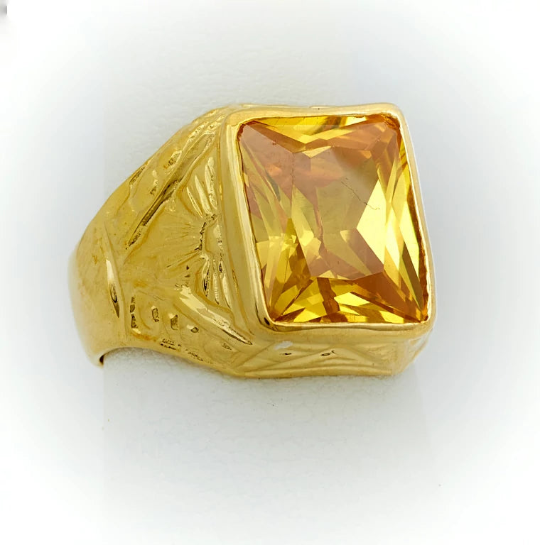 Yellow Emerald Ring for Men